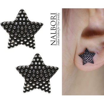 All-steel hypoallergenic beaded star earrings|NALBORI