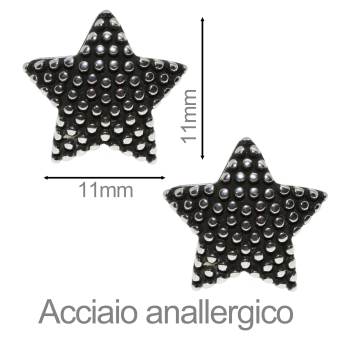 orecchini tutto acciaio anallergico pallinati stella|NALBORI