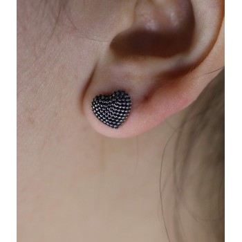 All-steel hypoallergenic beaded heart earrings|NALBORI