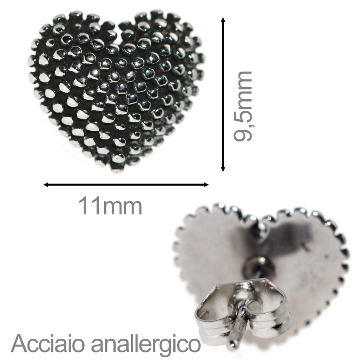 All-steel hypoallergenic beaded heart earrings|NALBORI