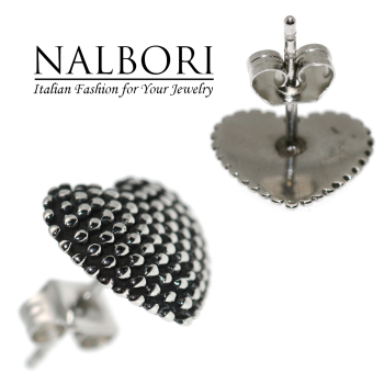 All-steel hypoallergenic beaded heart earrings|NALBORI