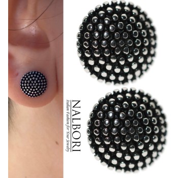 All-steel round beaded hypoallergenic earrings|NALBORI