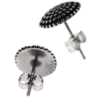 All-steel round beaded hypoallergenic earrings|NALBORI