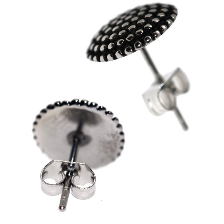 All-steel round beaded hypoallergenic earrings|NALBORI