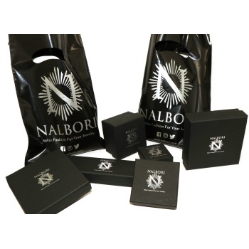 NALBORI® Premium Packaging: Black rigid box with silver print, perfect for presenting your jewelry in style.