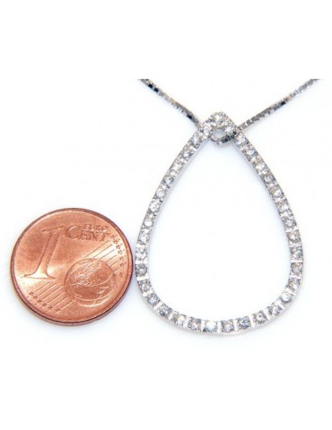 sterling silver : Venetian Necklace with pendant drop to pave cubic zirconia