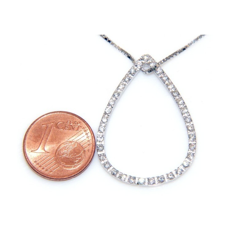 NLB|sterling silver : Venetian Necklace with pendant drop to pave cubic zirconia