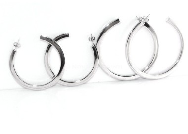 NLB|Earrings Silver 925 ITALIAN HOOP looking shiny with pin and butterfly in 2 sizes