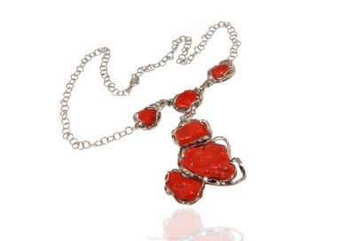 NLB|Collana collier argento 925 enorme corallo verace rosso del mediterraneo per donna