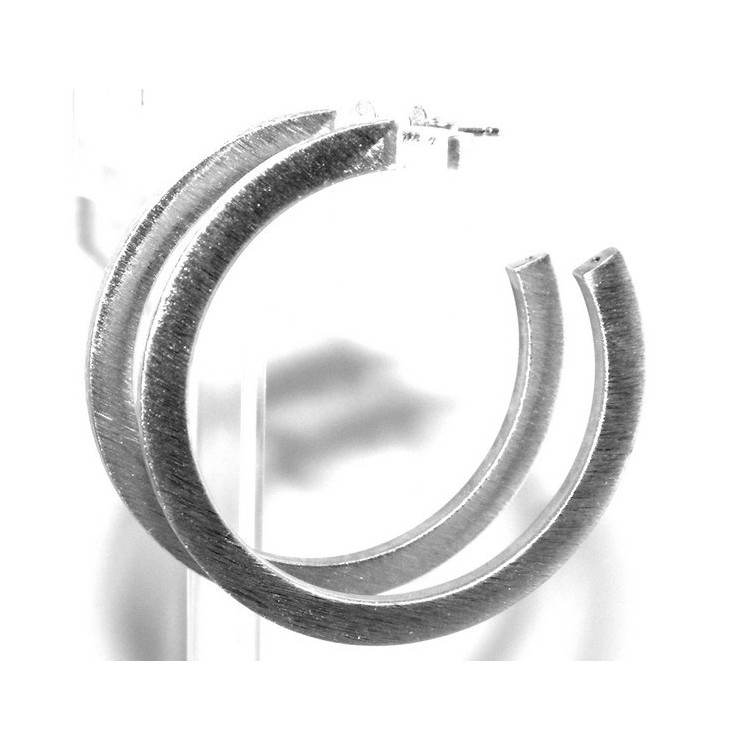 NLB|Earrings Silver 925 ITALIAN HOOP looking shiny with pin and butterfly in 2 sizes