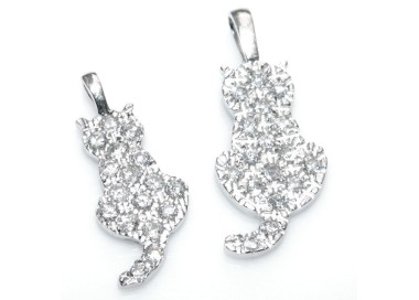NLB|Argento 925 : Collana girocollo veneziana ciondolo gatto gattino microsetting in 2 misure
