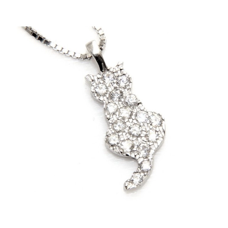NLB|stamped 925: Necklace pendant Venetian cat kitten microsetting in 2 sizes