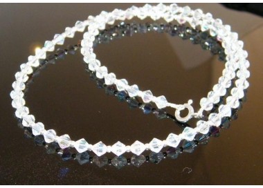 NLB|Collana girocollo Argento 925 Con Swarovski Bicono Bianco varie lunghezze