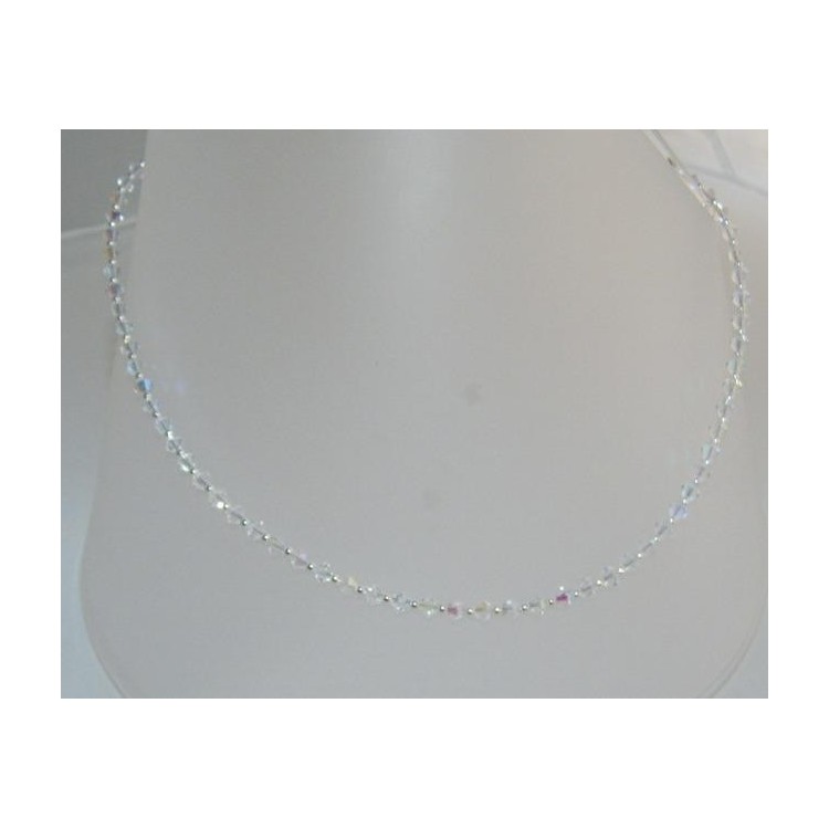 NLB|Collana girocollo Argento 925 Con Swarovski Bicono Bianco varie lunghezze