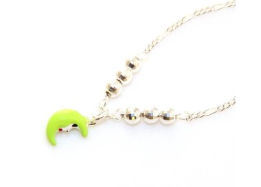 NLB|Argento 925 : Collana girocollo donna ragazza con mezza luna verde fluo