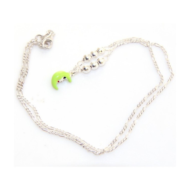 NLB|Argento 925 : Collana girocollo donna ragazza con mezza luna verde fluo