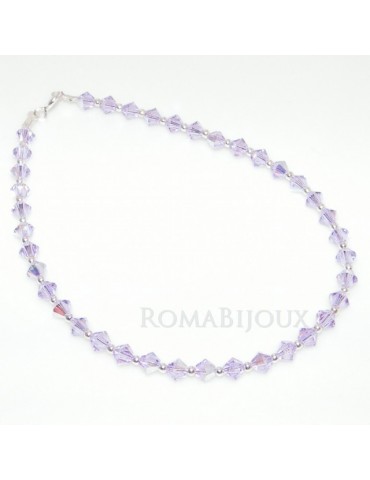 Bracciale Argento 925 Con Swarovski Bicono VIOLET AB Violetto varie misure