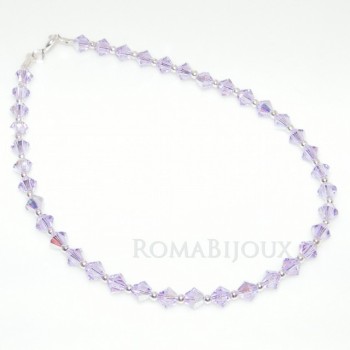 NLB|Bracciale Argento 925 Con Swarovski Bicono VIOLET AB Violetto varie misure