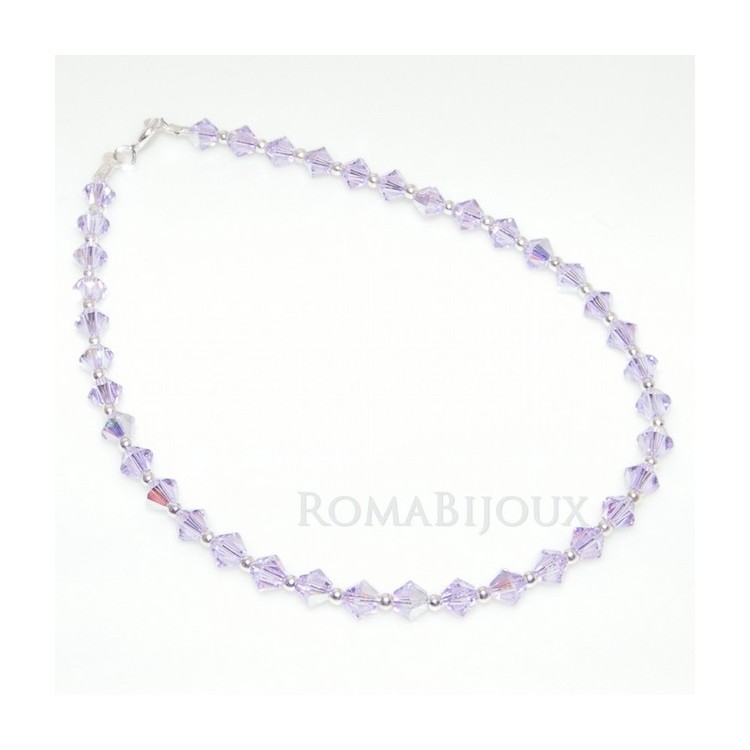 NLB|Bracciale Argento 925 Con Swarovski Bicono VIOLET AB Violetto varie misure