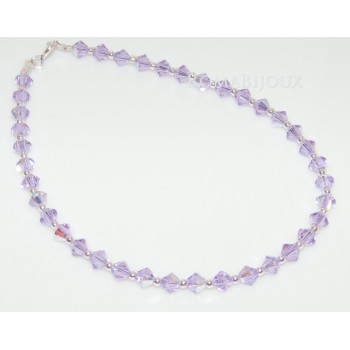 NLB|Bracciale Argento 925 Con Swarovski Bicono VIOLET AB Violetto varie misure