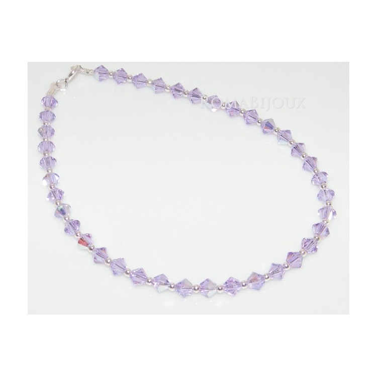 NLB|Bracciale Argento 925 Con Swarovski Bicono VIOLET AB Violetto varie misure