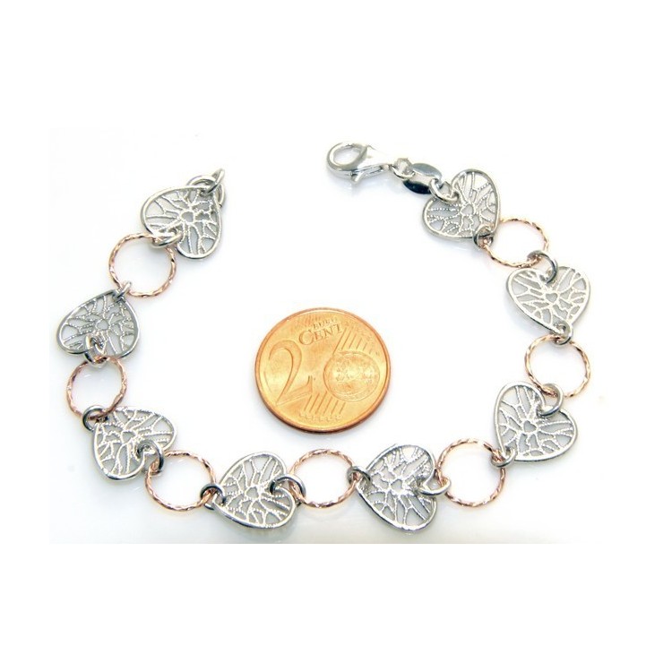 NLB|SILVER 925 :  bracelet for woman, hearts in medals