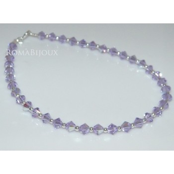 NLB|Bracciale Argento 925 Con Swarovski Bicono VIOLET AB Violetto varie misure