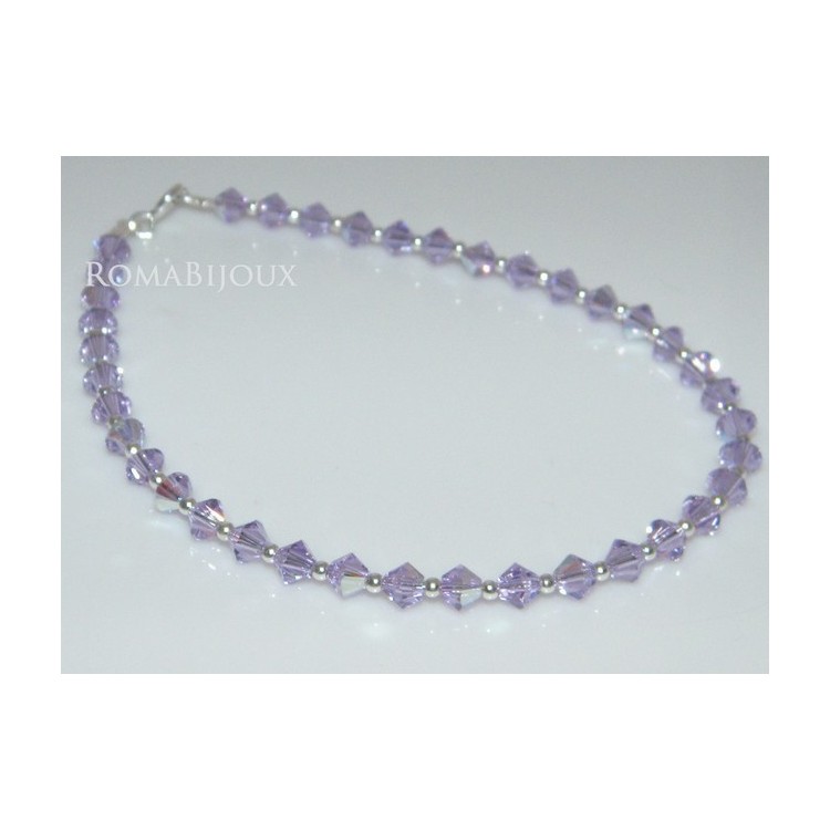 NLB|Bracciale Argento 925 Con Swarovski Bicono VIOLET AB Violetto varie misure