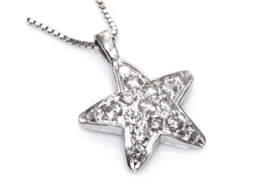 NLB|stamped 925: Necklace Venetian, with star pendant 15 x  20 pavé zirconia