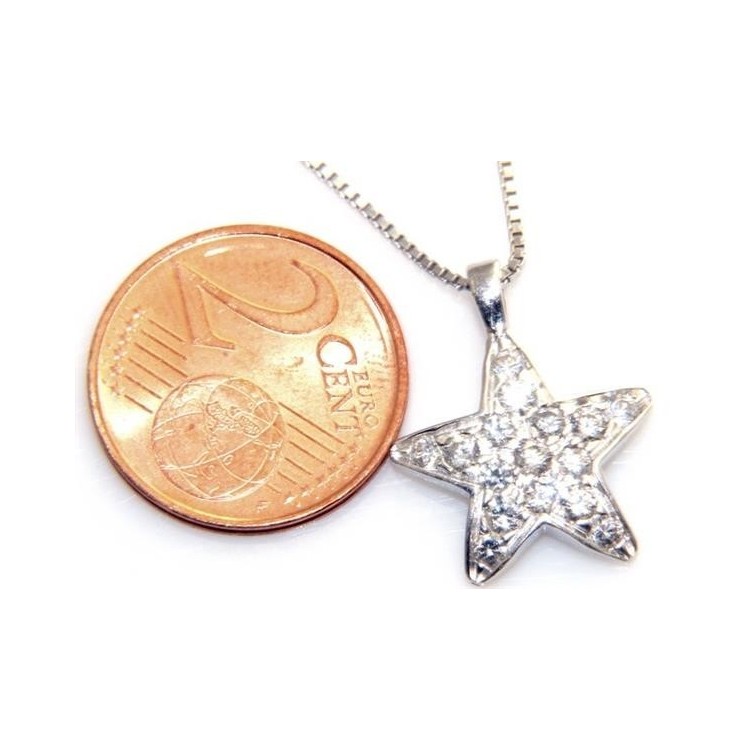 NLB|Argento 925 : Collana ciondolo stella 15 x 20 pavè di zirconi