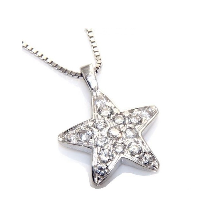 NLB|stamped 925: Necklace Venetian, with star pendant 15 x  20 pavé zirconia
