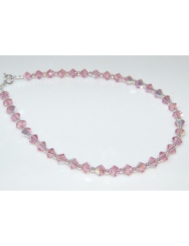 Bracciale Argento 925 Con Swarovski Bicono VIOLET AB Violetto varie misure