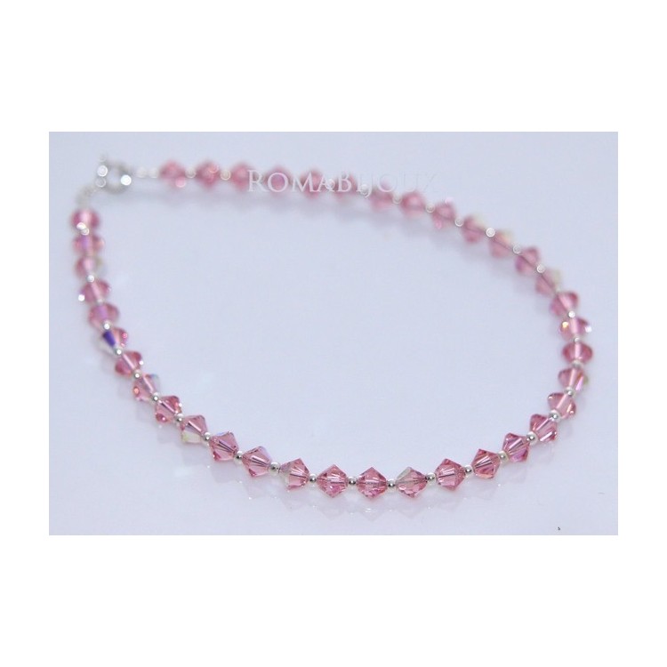 NLB|Bracciale Argento 925 Con Swarovski Bicono VIOLET AB Violetto varie misure