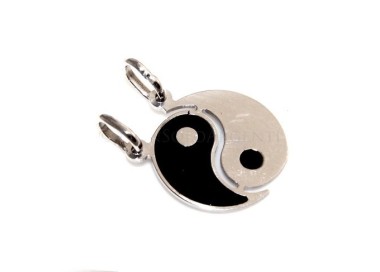 NLB|pendente in argento con yin e yang smalto nero