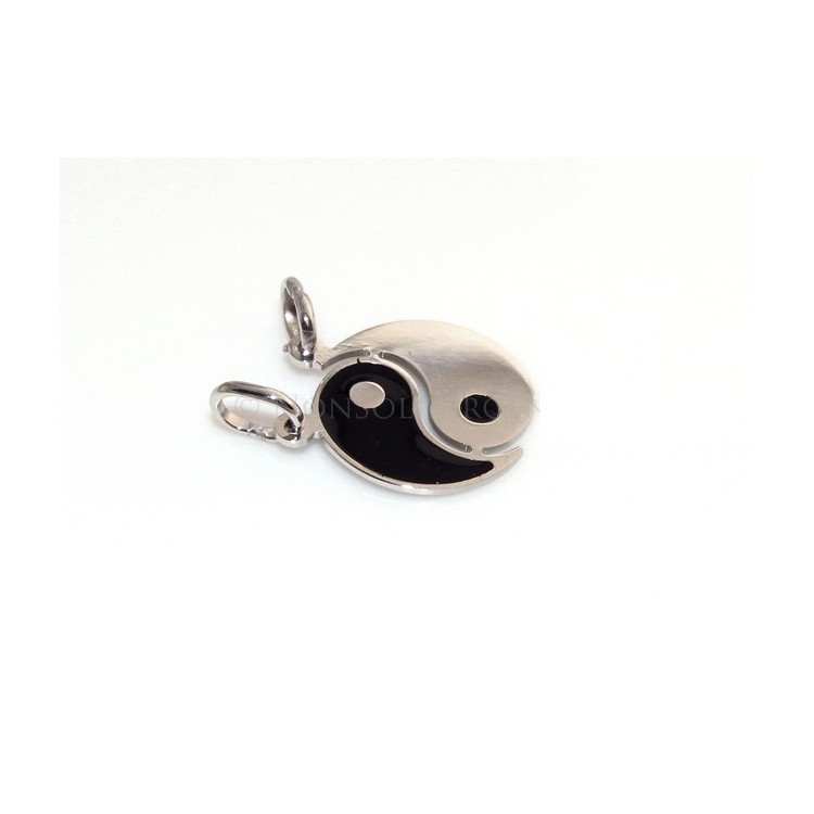 NLB|pendente in argento con yin e yang smalto nero