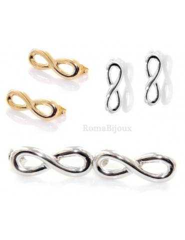 Argento 925 : orecchini donna con il simbolo dell' infinito fintura oro bianco, giallo o chiaro