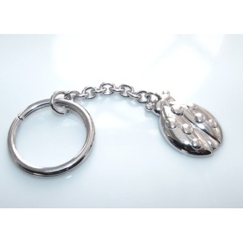 NLB|Keychain keyring man or woman plate machined oval glossy all 925 Silver Massif 16 gr
