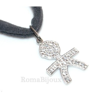 NLB|925: 44 cm Necklace Collier Venetian woman and child of white cubic zirconia