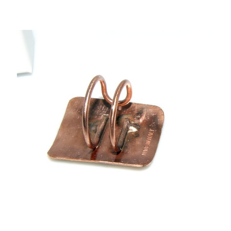 NLB|Anello donna  regolabile rame 999 CopperFantasy smalto marrone panna glitter