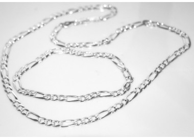 NLB|ARGENTO 925 : Collana e Bracciale uomo catena figaro 5 mm modello 3 + 1 sbiancata e piena