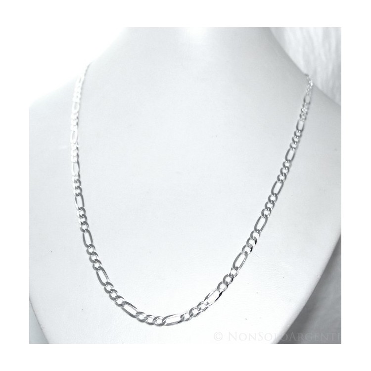 NLB|ARGENTO 925 : Collana e Bracciale uomo catena figaro 5 mm modello 3 + 1 sbiancata e piena