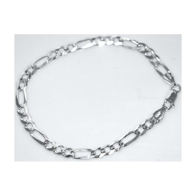 NLB|ARGENTO 925 : Collana e Bracciale uomo catena figaro 5 mm modello 3 + 1 sbiancata e piena