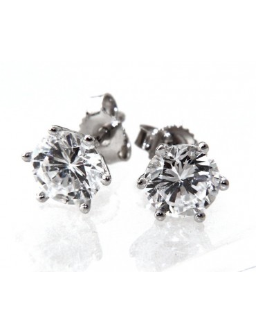 Argento 925 : orecchini donna uomo cipollina bombata 4 mm zirconi bianchi