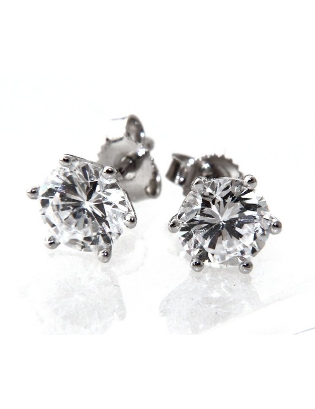 genuine 925 silver earrings for women man onion domed 4mm cubic zirconia