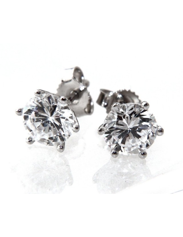 Argento 925 : orecchini donna uomo cipollina bombata 4 mm zirconi bianchi Argento 925 : orecchini donna uomo cipollina bombata 4 mm zirconi bianchi