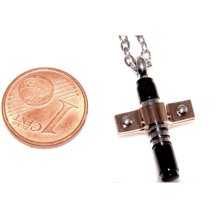 NLB|Stainless steel: forzatina cross pendant necklace round bolted 3 colors