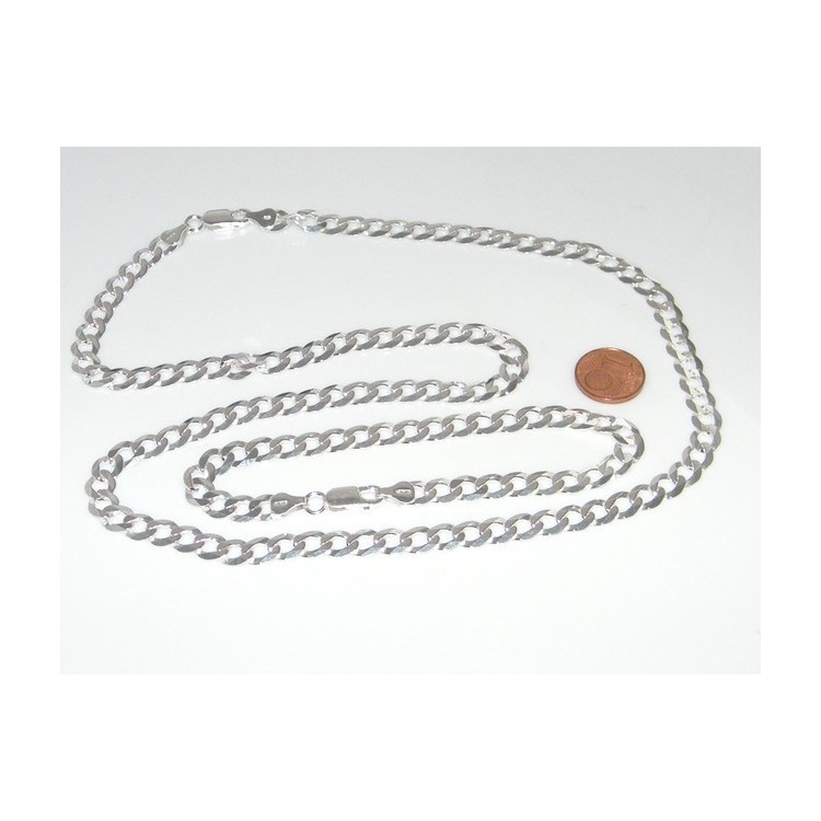 NLB|ARGENTO 925 : Collana e Bracciale uomo catena grumetta 6,5 mm massiccia piena diamantata