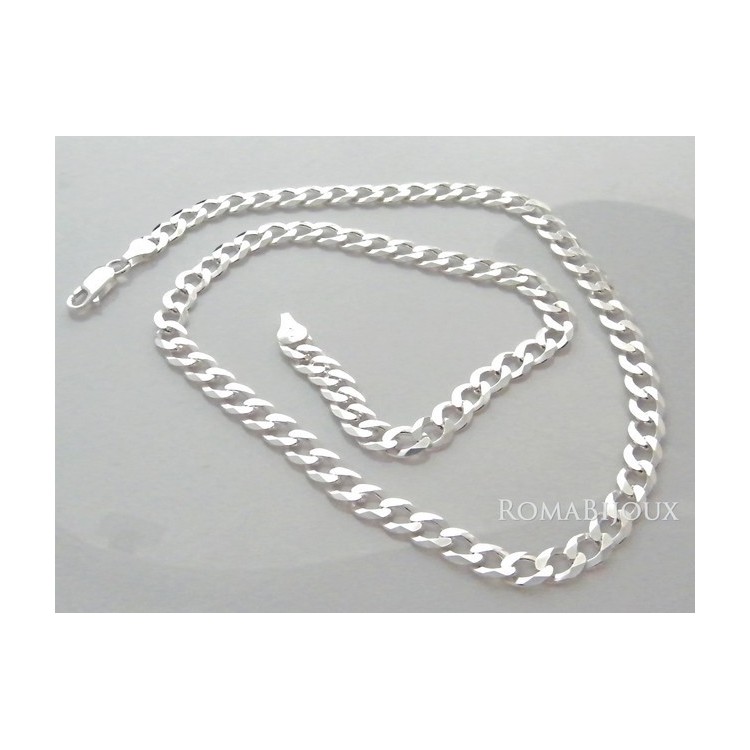 NLB|ARGENTO 925 : Collana e Bracciale uomo catena grumetta 6,5 mm massiccia piena diamantata