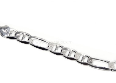 NLB|ARGENTO 925 : Bracciale o collana uomo figaro maglia marina 3+1