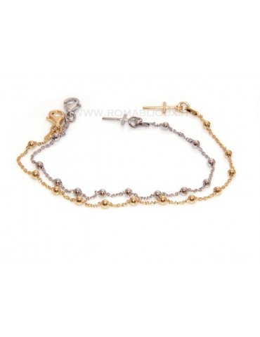 Bracciale rosario uomo o donna in Argento 925 croce liscia rod Oro giallo o bianco 17 cm